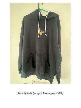 Black Hoodie with Yellow Butterfly Graphic